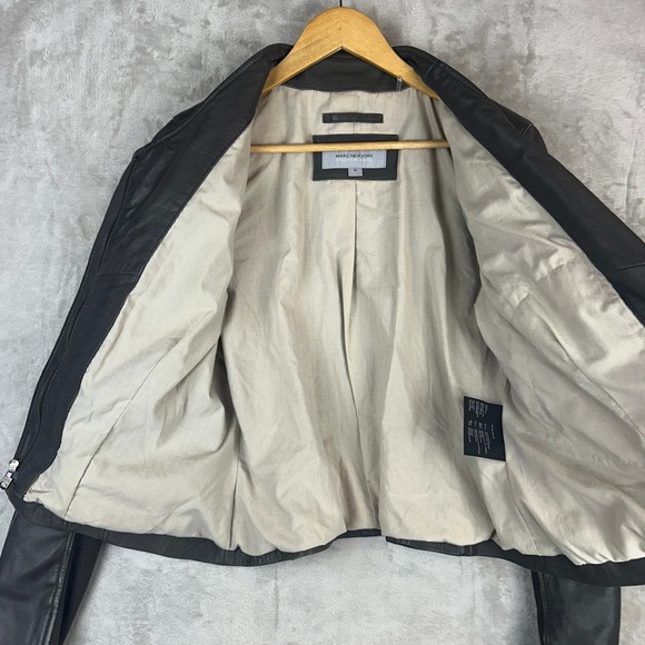 Marc New York Andrew Marc Leather Moto Jacket Anthracite Gray Size M - Picture 6 of 14